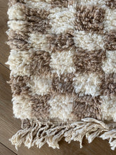 Beige and Ivory Moroccan Checkered Rug