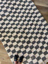 Grey and Ivory Moroccan Checkered Rug