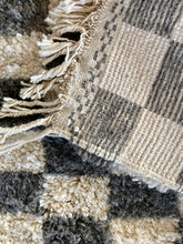 Grey and Ivory Moroccan Checkered Rug
