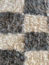 Grey and Ivory Moroccan Checkered Rug