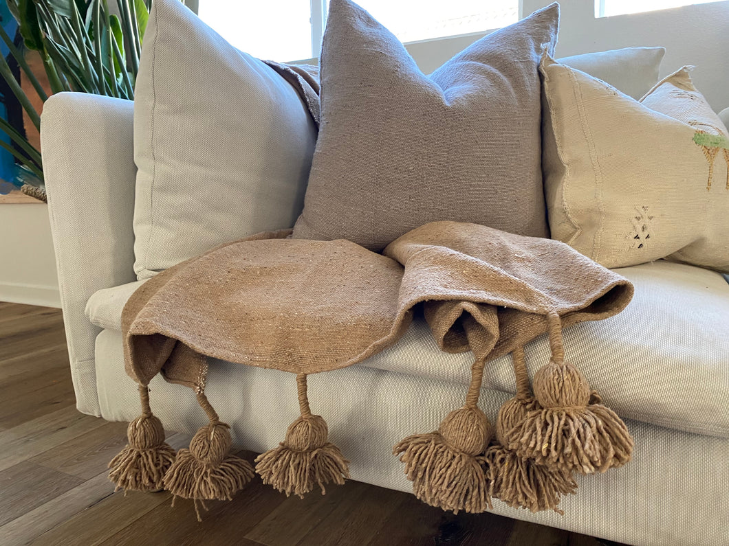 Tan Pom-Pom Blanket