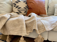 Tan/Cream Pom-Pom Blanket