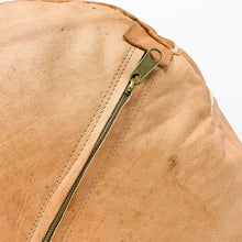 Round Moroccan Leather Pouf in "Tan"