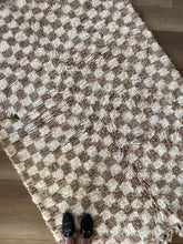 Beige and Ivory Moroccan Checkered Rug