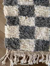 Grey and Ivory Moroccan Checkered Rug